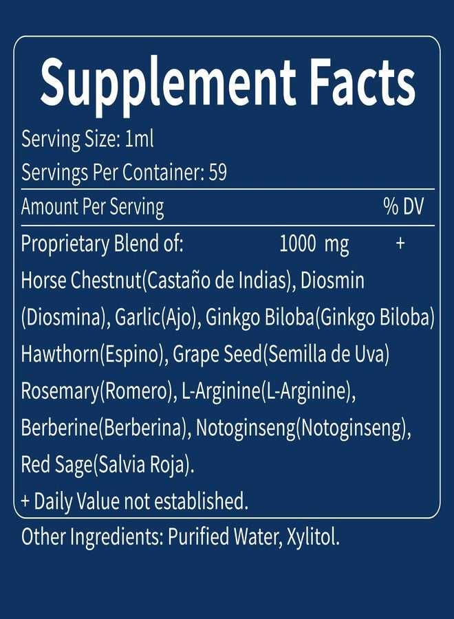 Nurbetoxa قطرات نوربيتوكسا السائلة من مستخلص كستناء الحصان لتحسين الدورة الدموية، كستناء الحصان والديوسمينا للدورة الدموية والدوالي، مكمل أكسيد النيتريك لتحسين تدفق الدم وضغط الدم وصحة القلب. 2 أونصة - Image 4